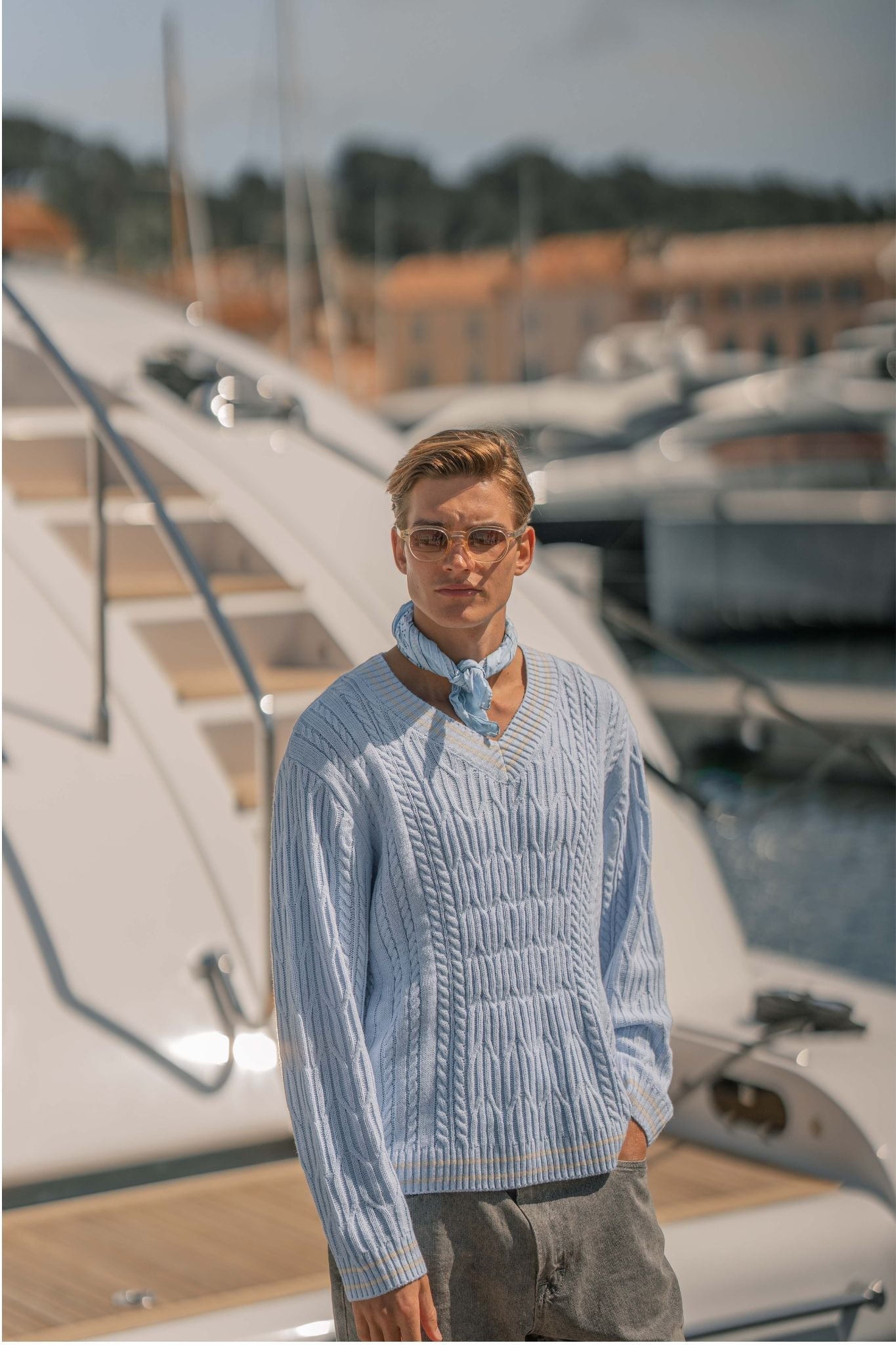 Langærmet Kabel Strik Lyseblå | Skagen-clothing.dk